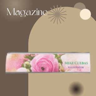 Classical Flower Roses Bouquet Abstract Desk Name Plate