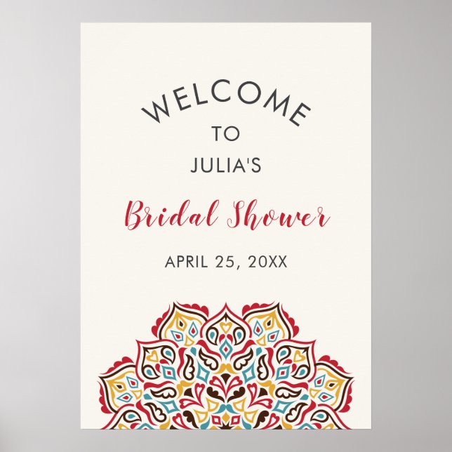 Classical Geometric Mandala Pattern Bridal Shower Poster (Front)