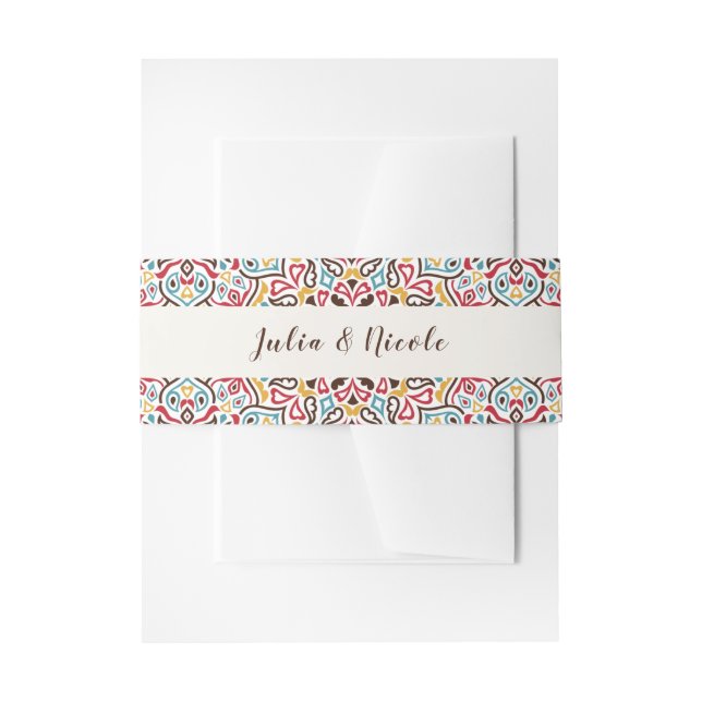 Classical Geometric Mandala Pattern Wedding Invitation Belly Band (Front Example)