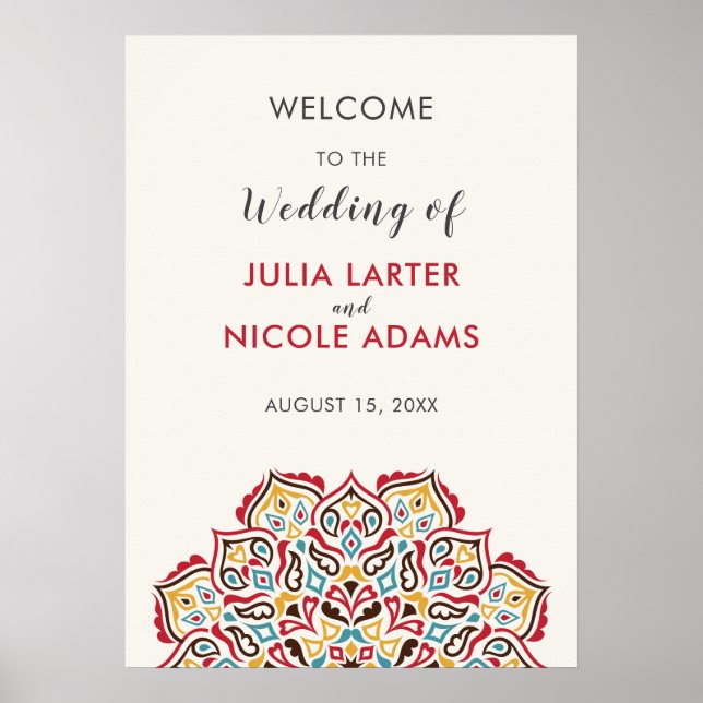 Classical Geometric Mandala Pattern Wedding Poster (Front)