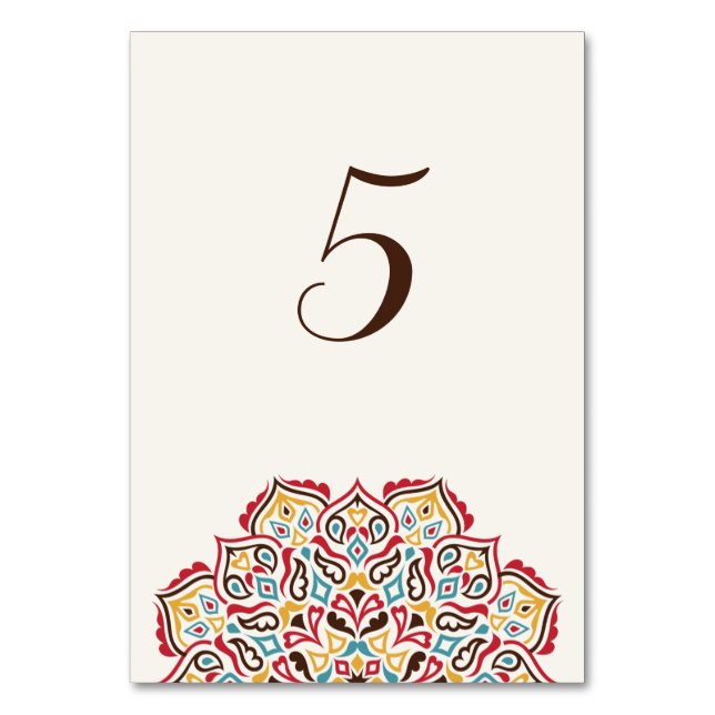 Classical Geometric Mandala Pattern Wedding Table Number (Front)