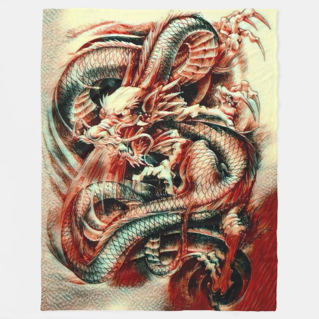 Classical Great Samurai Dragon Spirit Acrylic Fleece Blanket (Front)