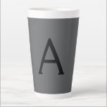 Classical Grey Simple Monogram Add Name Initial Latte Mug<br><div class="desc">Modern Professional Simple Design.</div>
