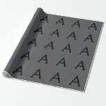 Classical Grey Simple Monogram Add Name Initial Wrapping Paper<br><div class="desc">Modern Professional Simple Design.</div>