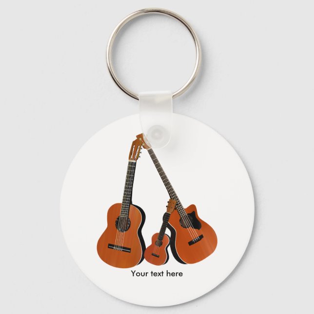 Classical Guitar Acoustic Bass and Ukulele Key Ring (Front)