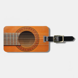 Classical guitar orange tan luggage tag