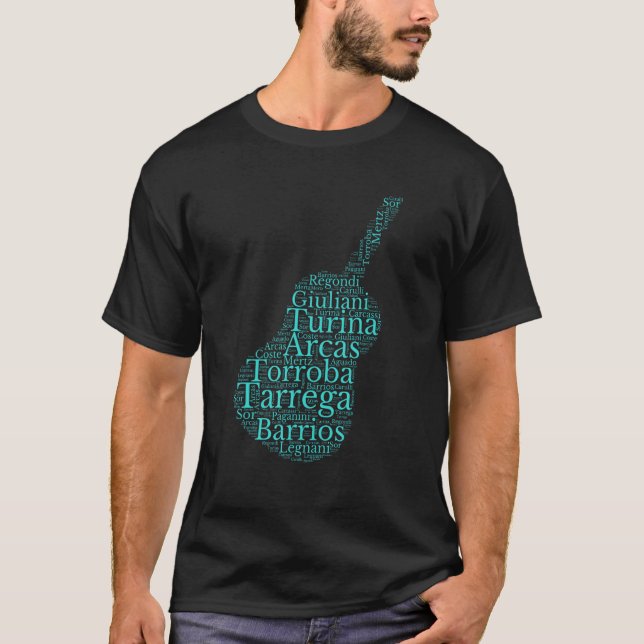 Classical guitar shape for classical guitarist T-Shirt (Front)