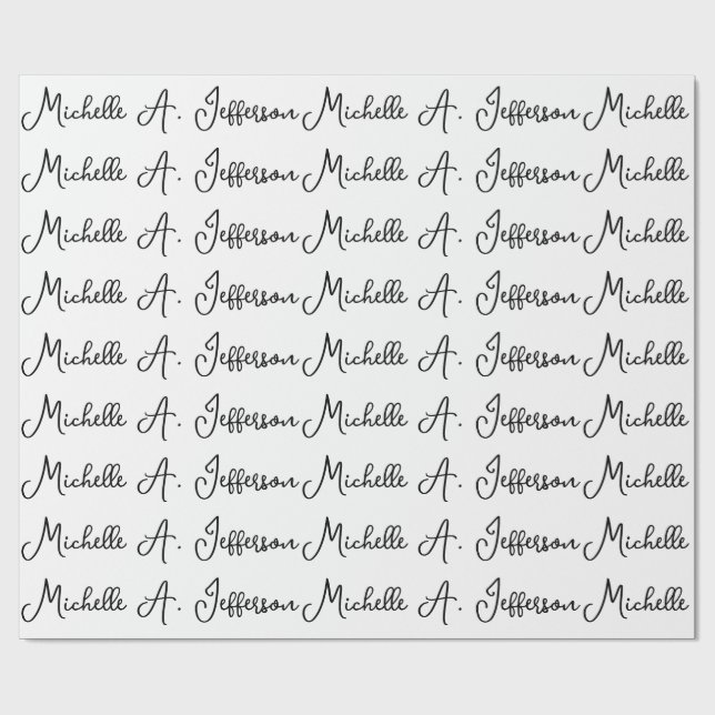 Classical Handwriting Creative Trendy White Wrapping Paper (Flat)