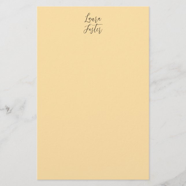 Classical Handwriting Elegant Name Beige Colour Stationery (Front)