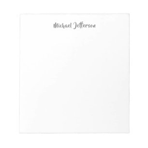Classical Handwriting Elegant Name Black White Notepad