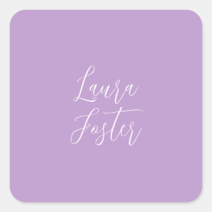 Classical Handwriting Elegant Name Lilac Colour Square Sticker