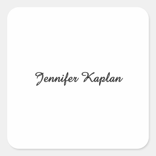 Classical Handwriting Minimalist Professional Square Sticker (Front)