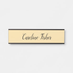 Classical Handwriting Plain Simple Beige Door Sign