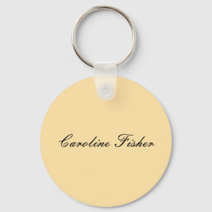 Classical Handwriting Plain Simple Beige Key Ring