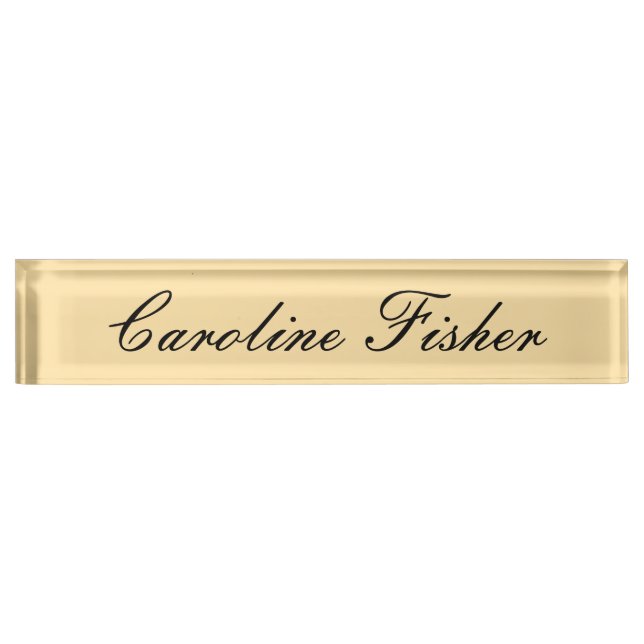 Classical Handwriting Plain Simple Beige Nameplate (Front)