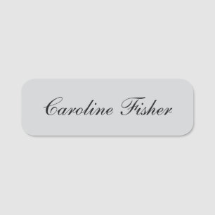 Classical Handwriting Plain Simple Grey Name Tag