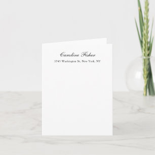 Classical Handwriting Plain Simple White Note Card