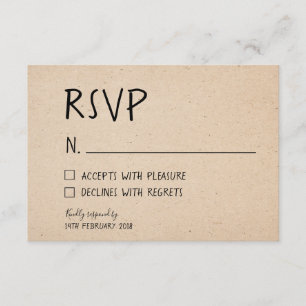 CLASSICAL HANDWRITTEN RSVP CARD - KRAFT PAPER