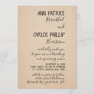 CLASSICAL HANDWRITTEN WEDDING INVITATION CARD