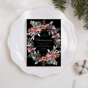 Classical Holiday Berries Christmas Party Invitation