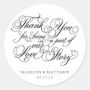 Classical Love Story Wedding Favour Labels