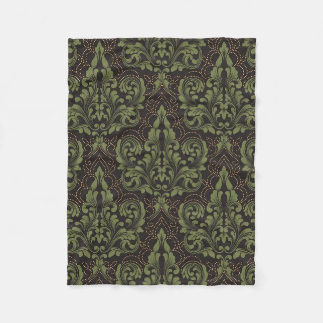 Classical luxury old fashioned damask ornament fleece blanket (Front)