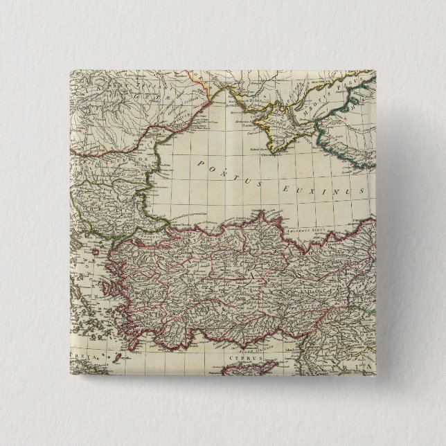 Classical Map of Rome 15 Cm Square Badge (Front)