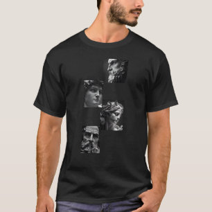 Classical Marble Sculpture Collage – Black & White T-Shirt