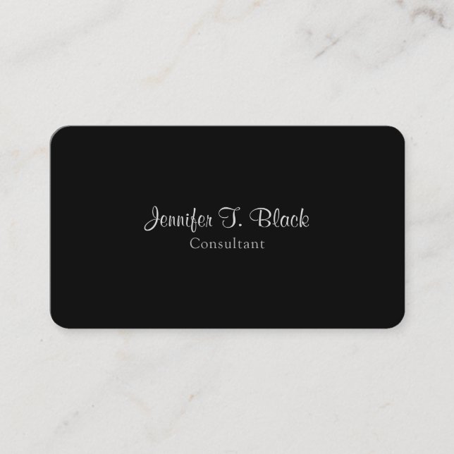 Classical Minimalist Black Professional Plain Business Card (Front)