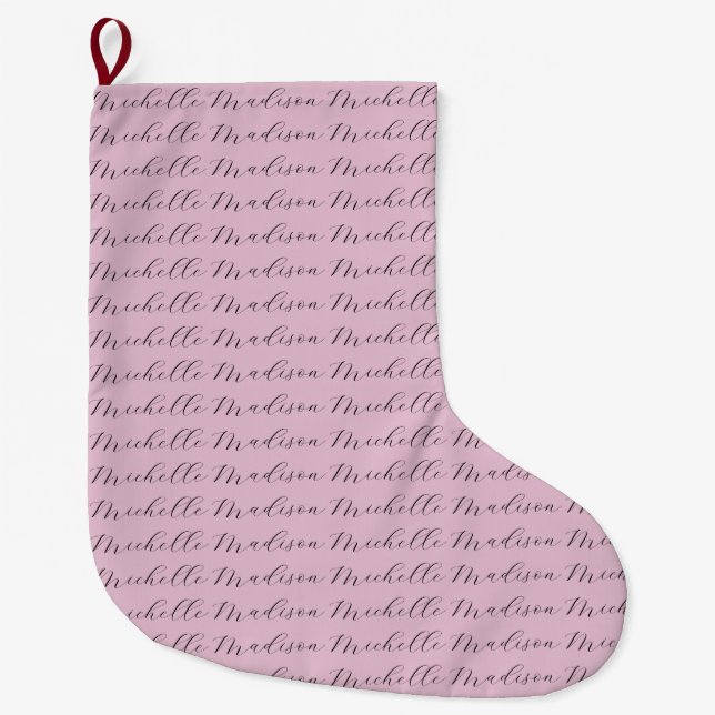 Classical Minimalist Name Handwriting  Large Christmas Stocking (Front)