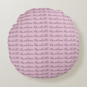 Classical Minimalist Name Handwriting Round Cushion