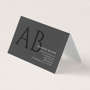 Classical Monogram Custom Grey Black Simple Custom Business Card