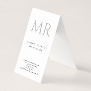 Classical Monogram Grey White Minimalist Plain Business Card