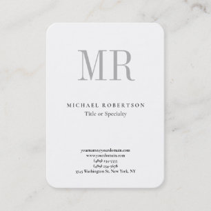 Classical Monogram Grey White Minimalist Plain Business Card