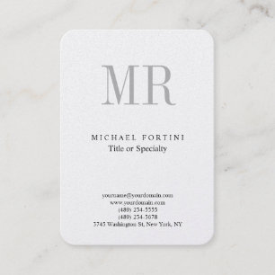 Classical Monogram Grey White Minimalist Plain Business Card