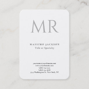 Classical Monogram Grey White Minimalist Plain Business Card