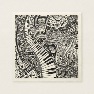 Classical music doodle with piano keyboard napkin