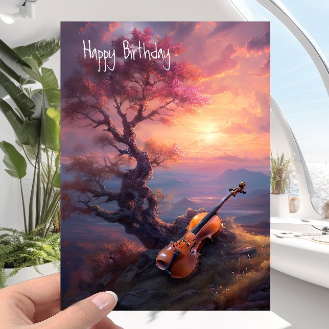 Classical Music Lover or Violinist Bonsai Birthday Card (Creator Uploaded)