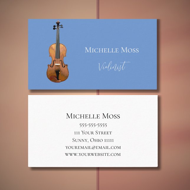 Classical Music Simple Violin Light Blue Business Card (Creator Uploaded)