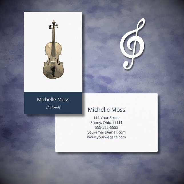 Classical Music Violinist Violin Performer Elegant Business Card (Creator Uploaded)