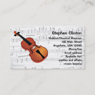 Classical Musician Violinist Business Card