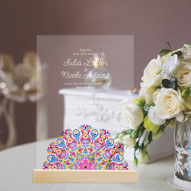 Classical Ornate Art Deco Style Mandala Wedding Acrylic Invitations (Creator Uploaded)