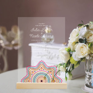 Classical Ornate Art Deco Style Mandala Wedding Acrylic Invitations
