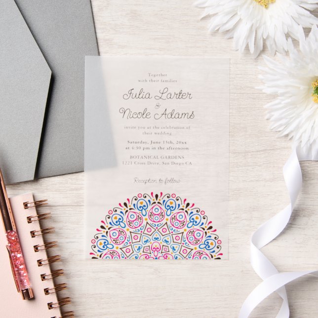 Classical Ornate Art Deco Style Mandala Wedding Vellum Invitations (Wedding)