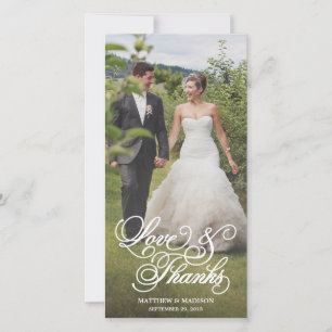 Classical Overlay Wedding Thank You Photo Card