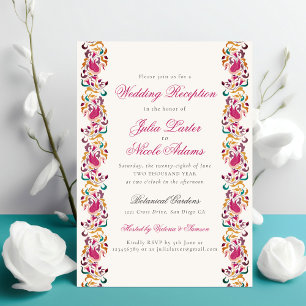 Classical Pearl Swan Floral Wedding Reception Invitation