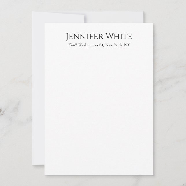 Classical Plain Elegant Black & White Minimalist Card (Front)