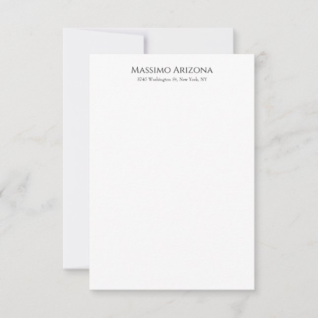 Classical Plain Elegant Black & White Minimalist Card (Front)