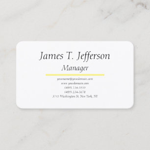 Classical plain minimalist white custom business card