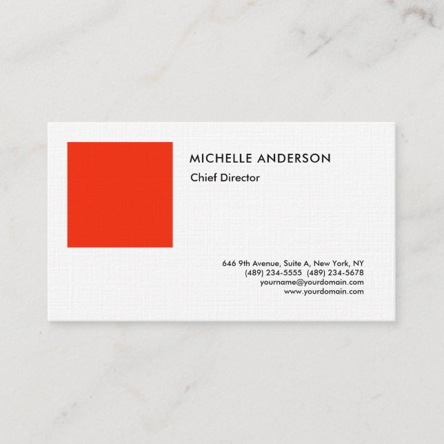 Classical Plain Professional Minimalist Linen Business Card (Front)